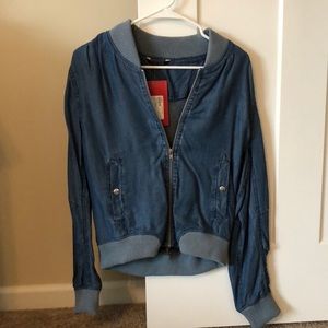 Chambray denim bomber jacket. New with tags.